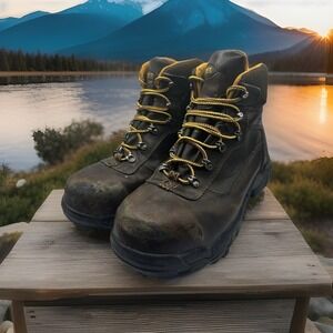 Vtg Hytest Footrest Steel Toe‎ Waterproof 6" Boot K1227 Size 7D Brown